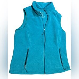LL‎ Bean Women’s Fleece Vest Medium Teal Zip Outdoor Hiking Layer